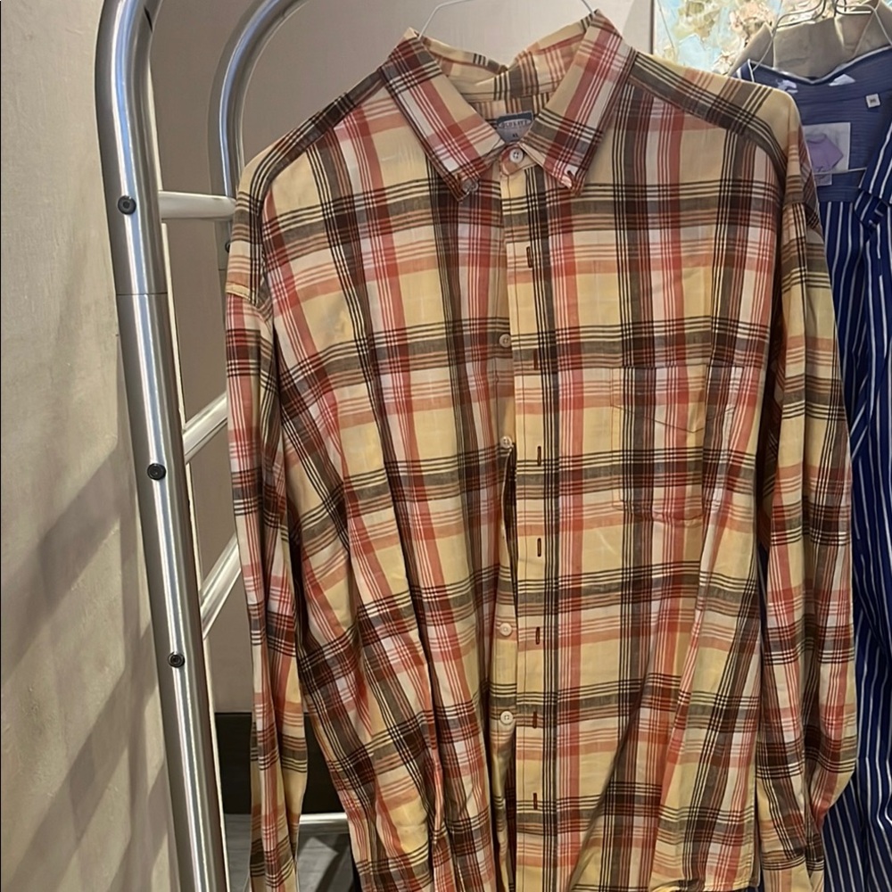 Old Navy Red and Brown Casual Button Down Shirt